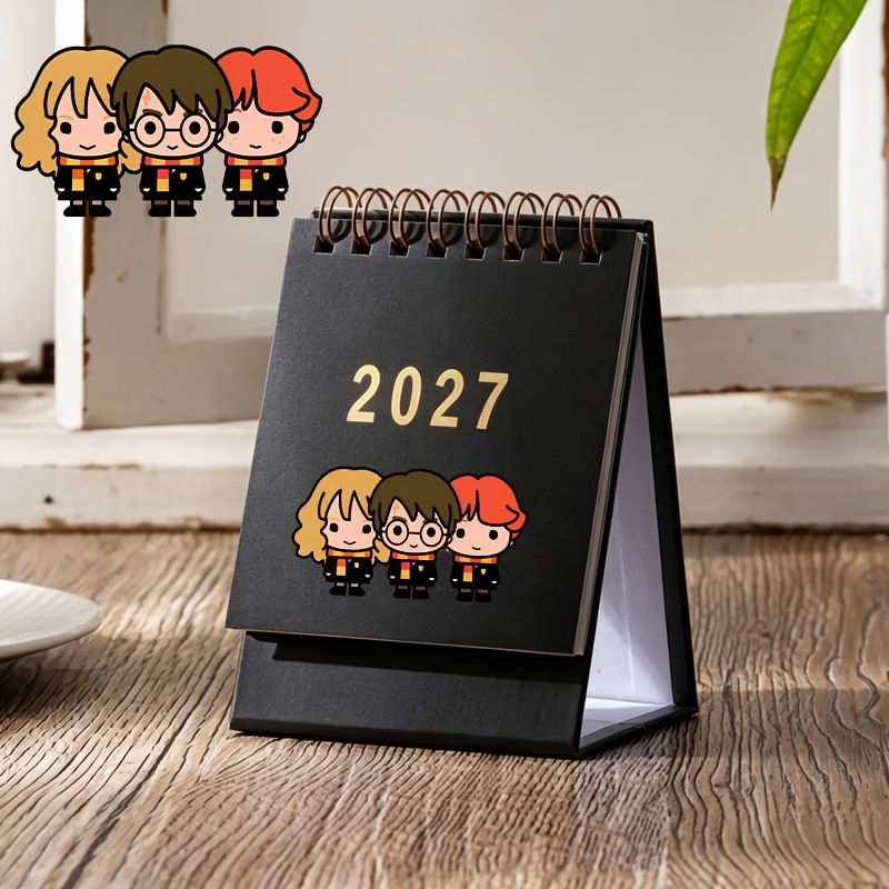 TEMU Wb 2027 New Desktop Calendar, Harry Potter Magic Trio - 365-day Planner, Page Turning Mechanism, Personal Planning Supplies, Suitable For Home,