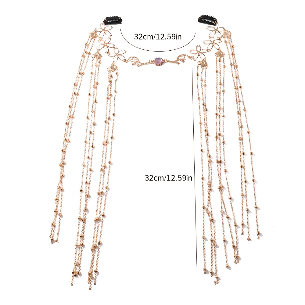 1pc fashionable and elegant chain tassel headband bohemian style hair chain with   crystals suitable for halloween costumes and fairy role playing Product details 5
