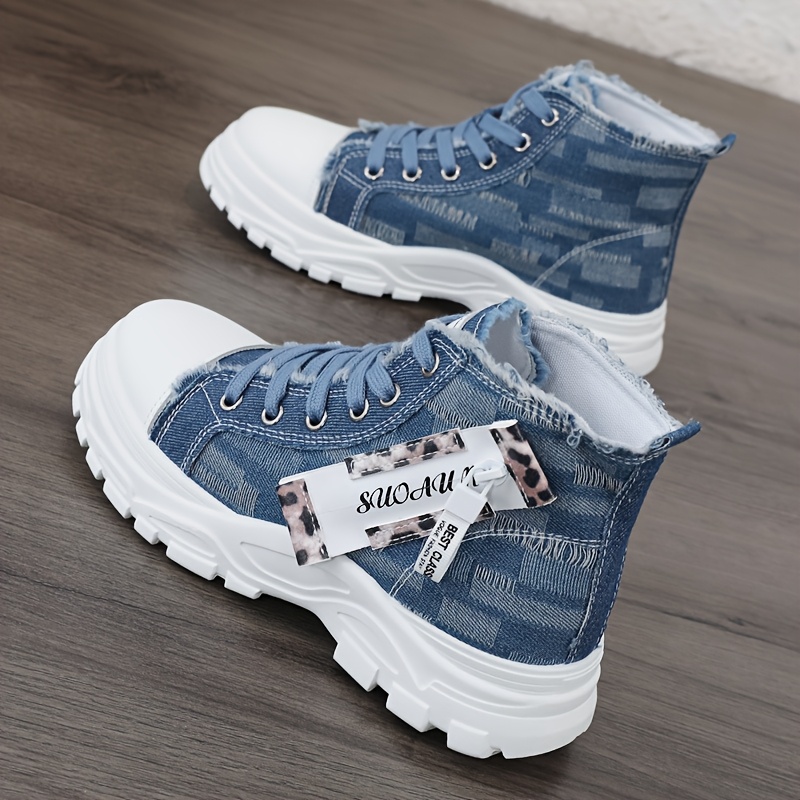 Image of Sneakers, New High-top Women's Shoes For Spring/summer, Breathable Thick-soled Height-increasing Casual Shoes, Outdoor Skate Shoes