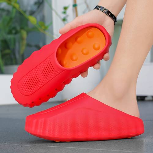 couples style mens and womens clogs multi color summer breathable slip on slippers outdoor casual thick soled massage particle height increasing slip on mules