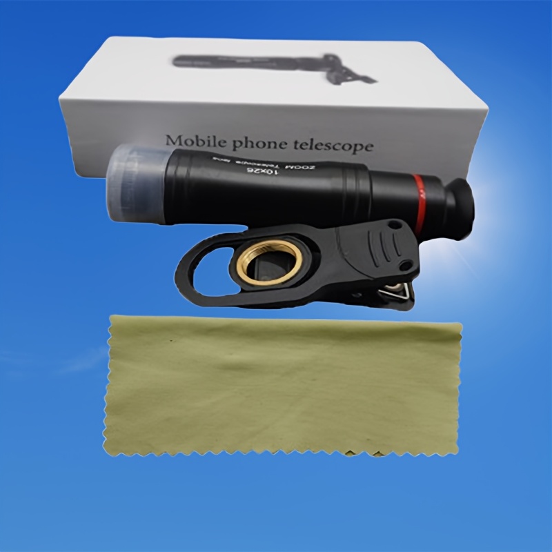 hd 10x zoom monocular telescope with smartphone adapter cleaning cloth adjustable   length 26mm optical lens multilayer coating metal   for concerts photography  