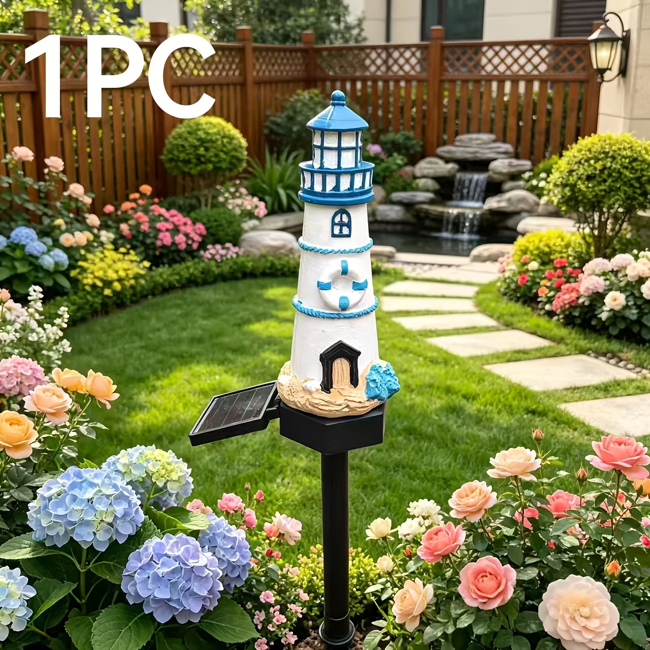 Solar Outdoor Lighthouse Shaped Lamp - Resin Craft/garden Courtyard Outdoor Decorative Light