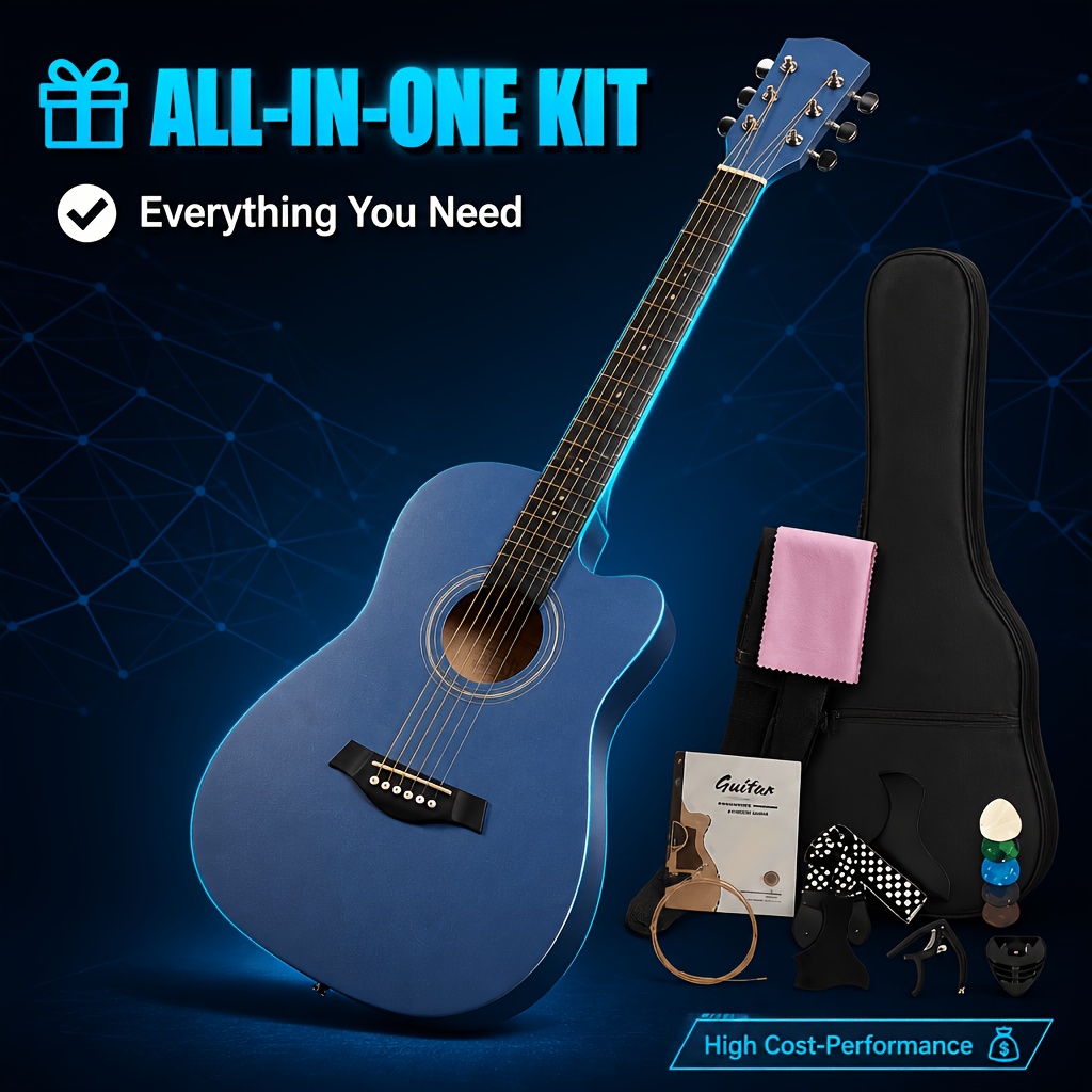38 Inch Smooth Fretboard Acoustic Guitar, Comfortable Cutaway... product image 11
