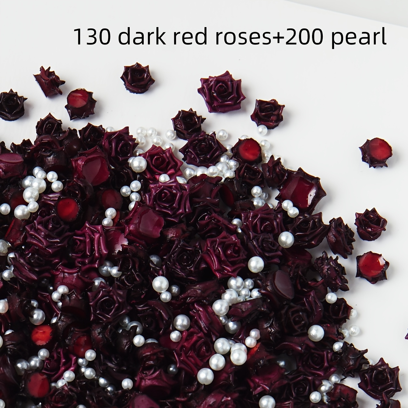 TEMU 130 Donkerrode Rozen + 200 Nagelbedels. De Rozen Hebben een Plat Onderkant en Zijn Er in Maten, Geschikt voor Dagelijkse of Halloween