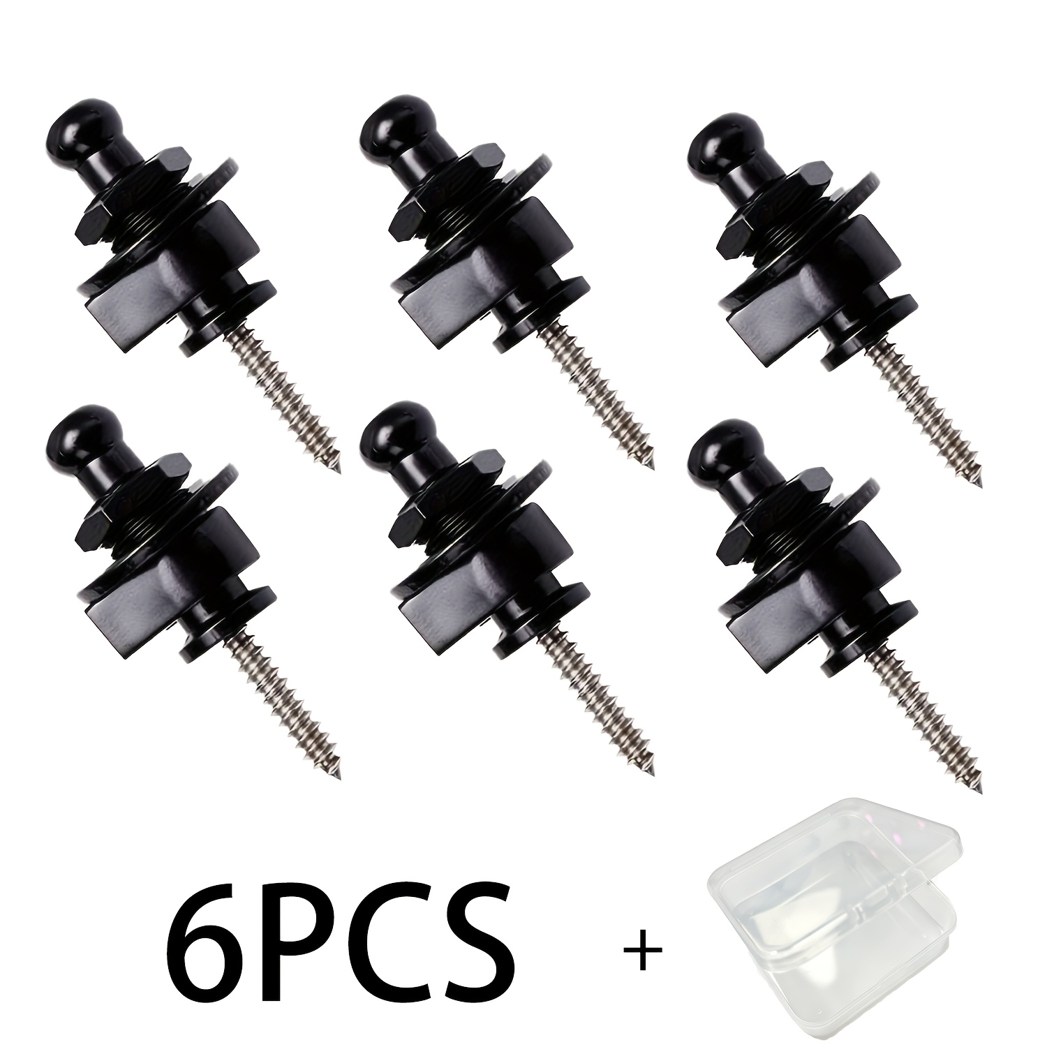 TEMU 6pcs Guitar Strap Lock Set With Pins And Clear Storage Box - Premium Lock, Designed For Acoustic, Electric, And Guitars - , Non-slip Button,