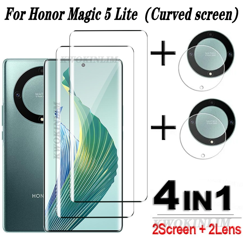 Za Honor Magic 5 Lite 5G - Steklo za Zaščito Zaslona 3D, Popolna Pokritost in Folija za Objektiv