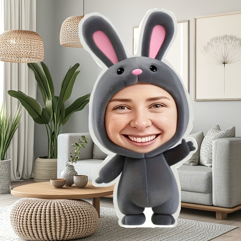 TEMU 1pc Custom Photo Pet-shaped Pillow With Personalized Face Photo - Suitable For All Breeds, Your Own Picture For Gift, Soft Cushion For Bed,