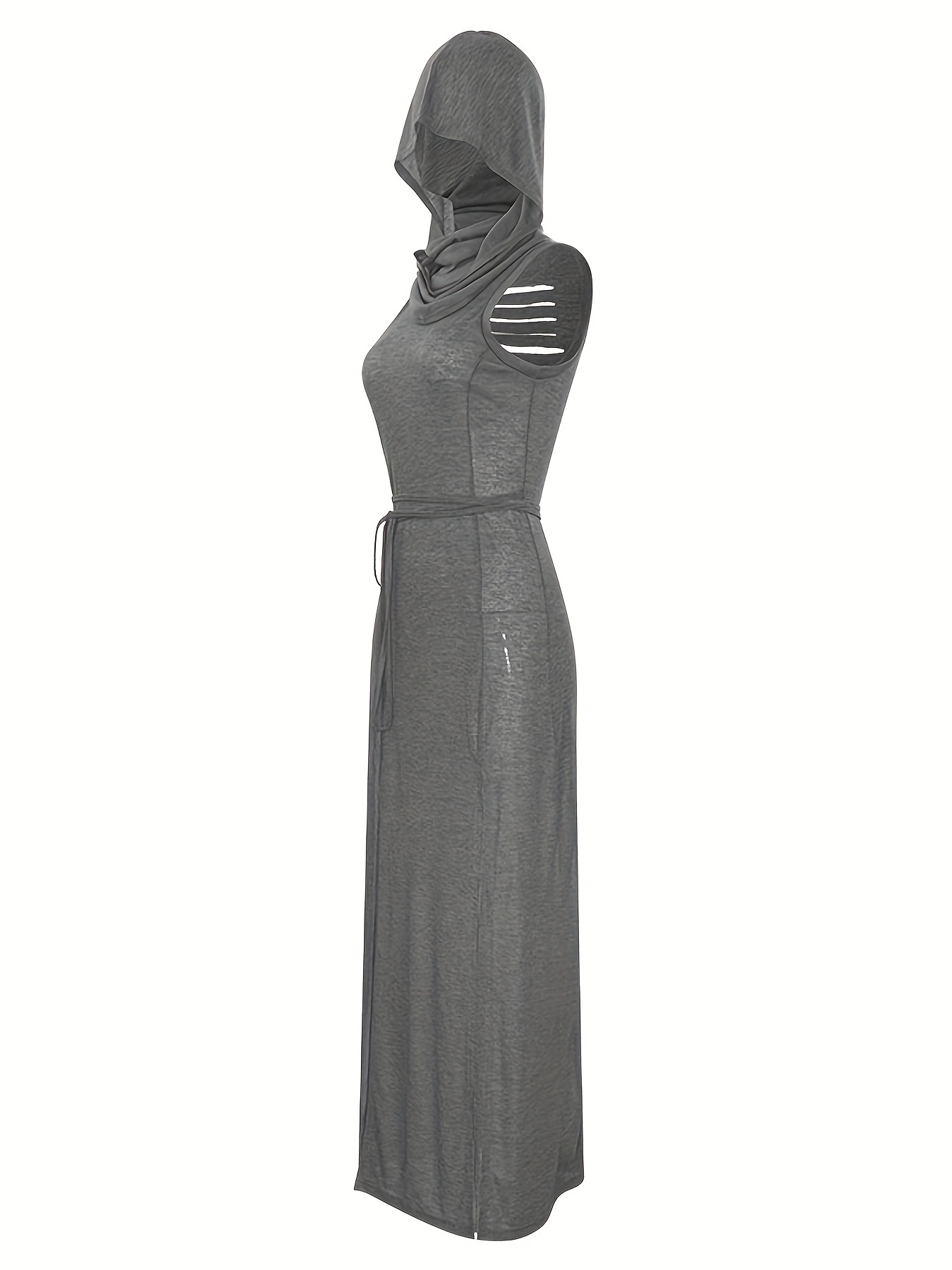 slit long dress hooded neckline - Temu