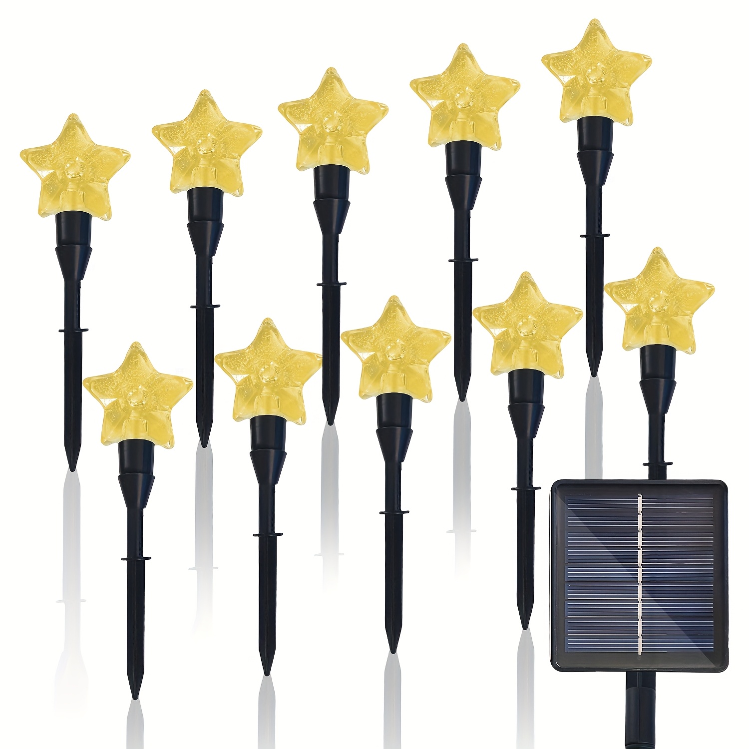 10pcs of Solar Fairy String Lights, 6.7-Inch * Lights * Solar Energy,  Featuring 8 Lighting * Suitable for Yard, Garden, Pathway, Party, Camping,  Lawn, And Christmas Decorations., image size:1500x1500