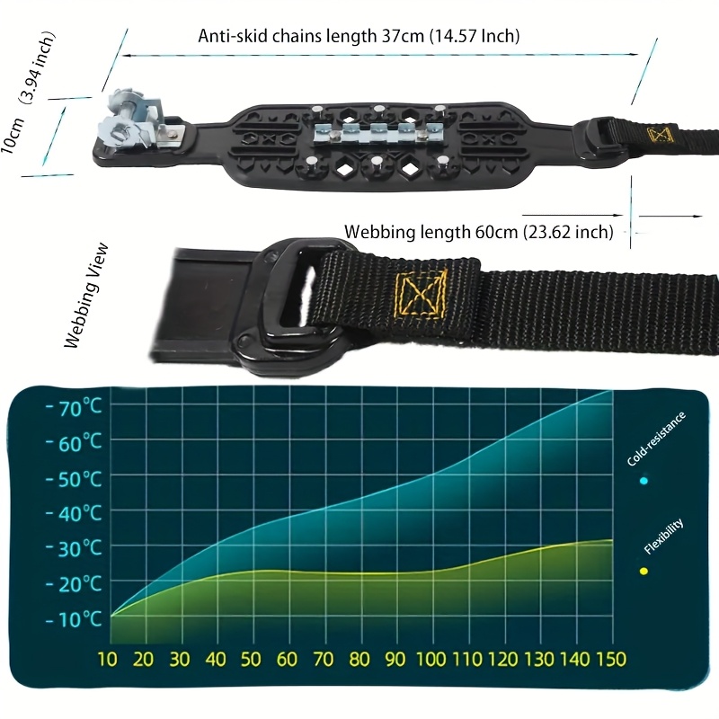 8pcs set of anti slip emergency tire straps snow anti slip chains mud trap devices replacement snow traction mats or tire chains for small trucks and suvs Product details 3