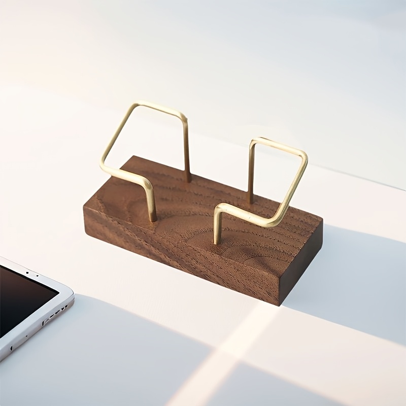 TEMU 1 Wooden Business Card Holder, Solid Wood Card Box Display Stand, Desktop Reception Wooden Rack, High-end Tabletop Display Stand, Large Capacity