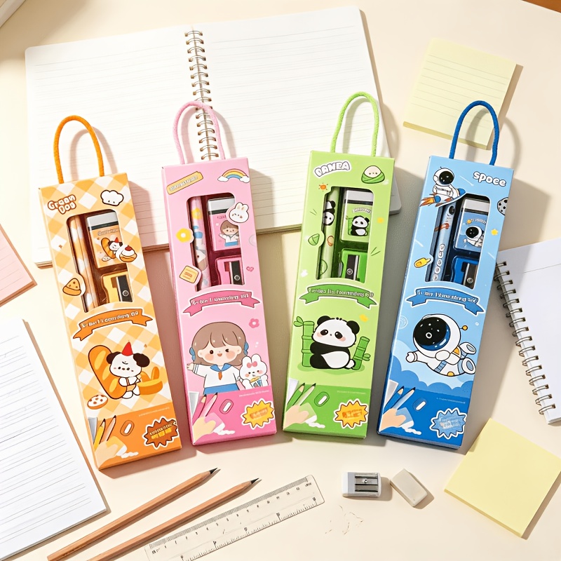 20pcs Cartoon Pencil Set with Eraser & Sharpener, 5-In-1 Kit