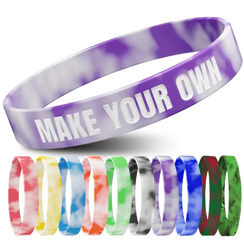 16pcs Silicone Bracelets with Custom Letter Patterns, Lightweight