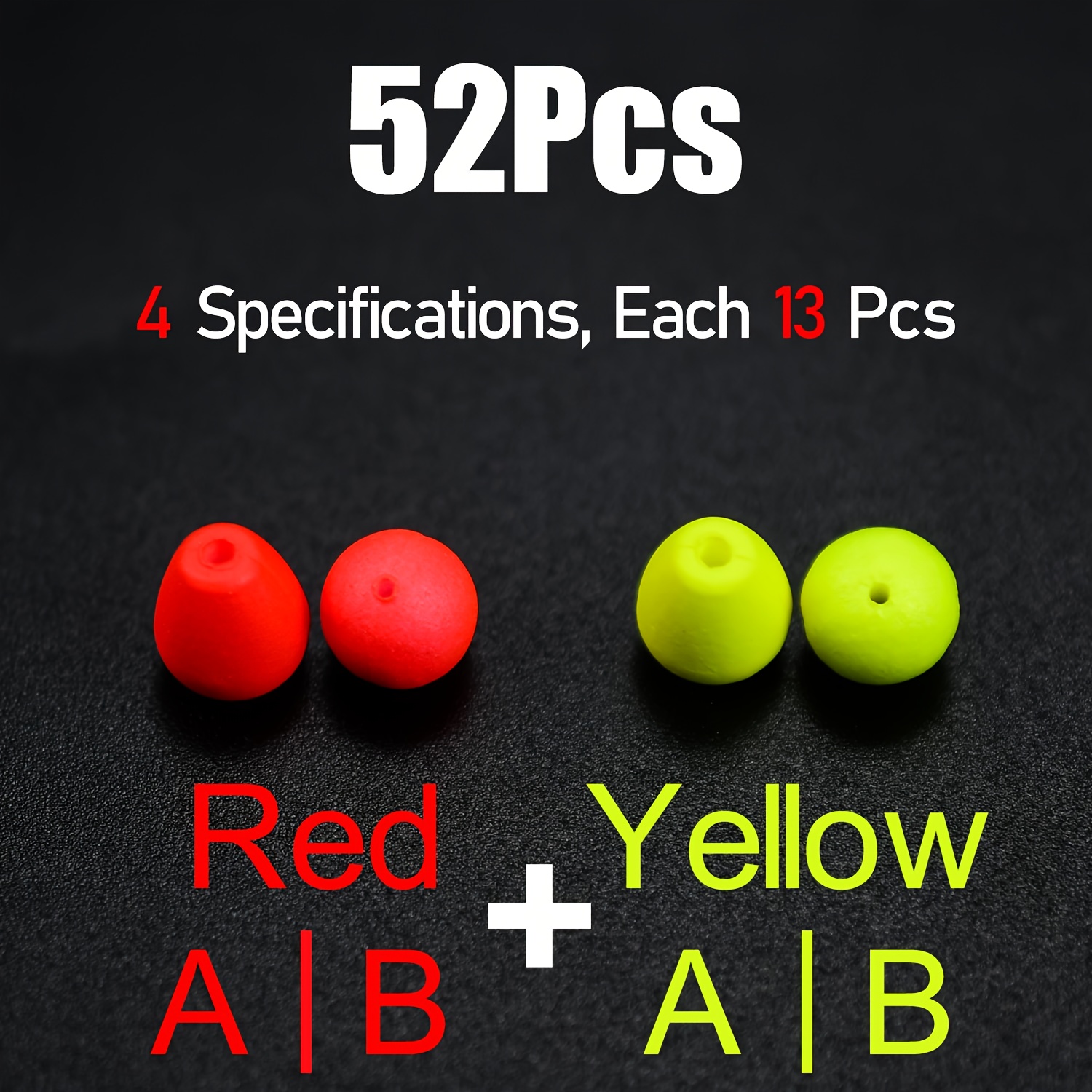 TEMU Topranc Yellow/red Foam Bobber Fishing Beads, Oval And Round High Buoyancy Fishing Floats, Collision Beads