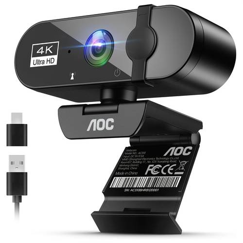 photo de l'article webcam 4k pour pc avec microphone, caméra dordinateur avec suppression du bruit, cache de confidentialité, angle de de 99°, webcam usb pour streaming, conférence, zoom, skype, facetime, ordinateur portable, pc