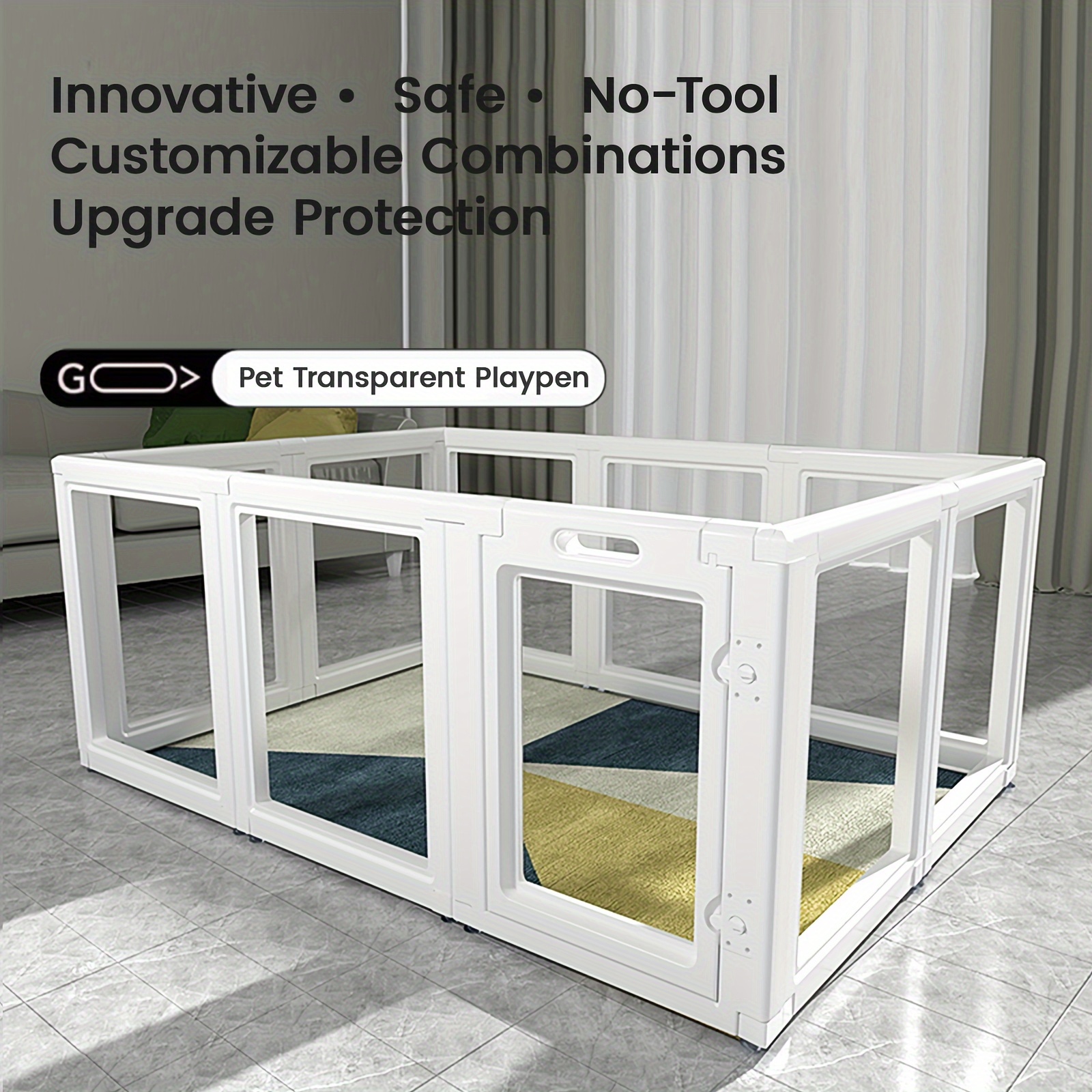 

Clear Acrylic Dog Playpen, No-tool Easy Assembly, Transparent Pet Fence For Small To Medium Dogs, Cats, Rabbits - Indoor Safety Enclosure With Adjustable Panels