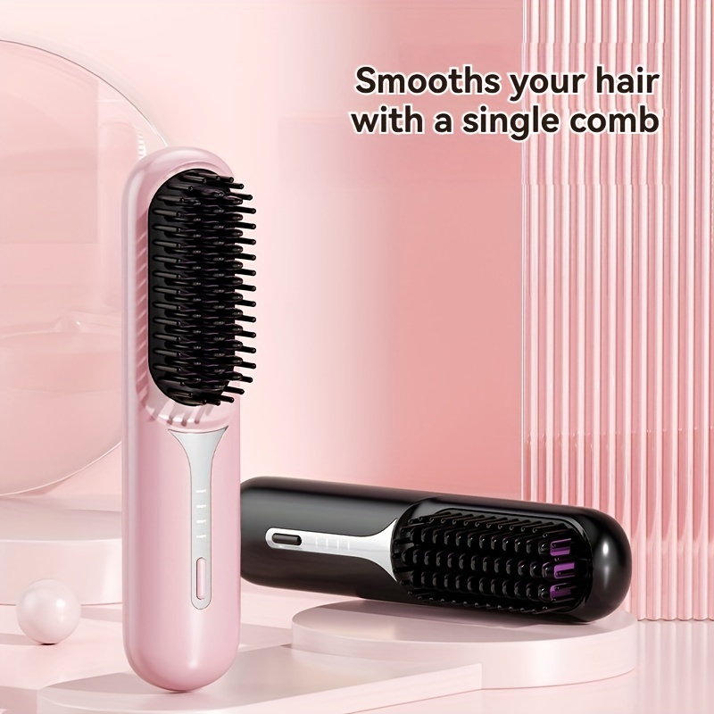 

Negative Ion Hair Straightener Brush, Usb Rechargeable, 4000mah Lithium Polymer Battery, Low Voltage ≤36v, Anti-scald, Unisex Hair Styling Tool