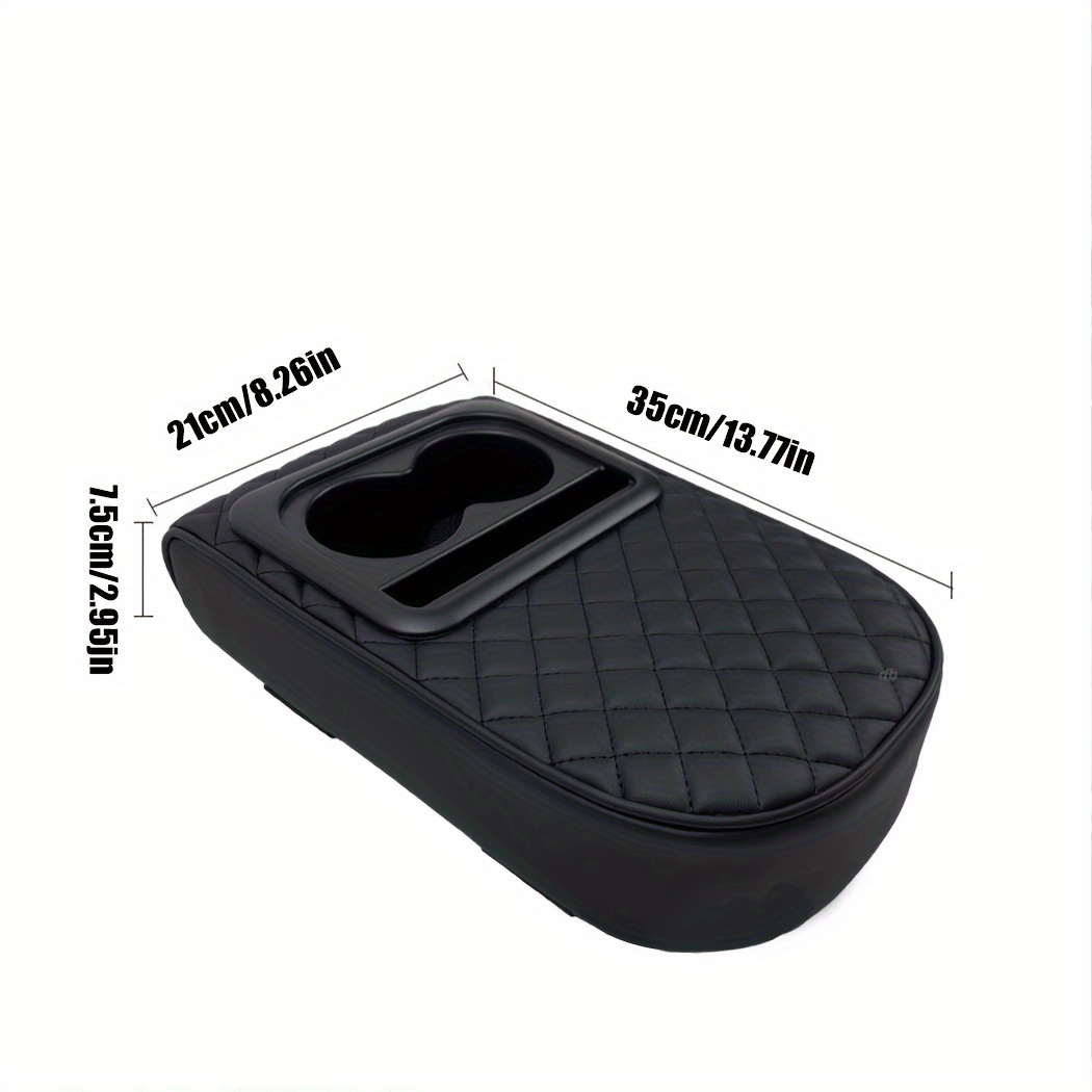 TEMU Fit Car Armrest Cushion With Cup & Phone Storage - Multifunctional Pad