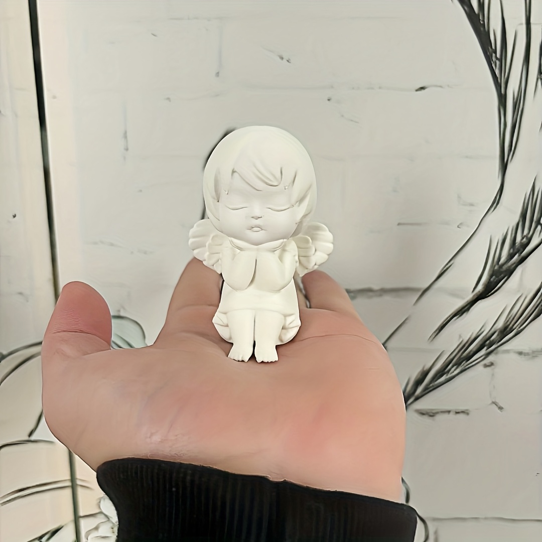 Image of 2026 New Year's Day, Valentine's Day Gift, A Mini Blindfolded Ornament. White Decoration In , Easily Into Different Scenes, Small Car Desktop Ornament, Pure And Home Decoration Ornament