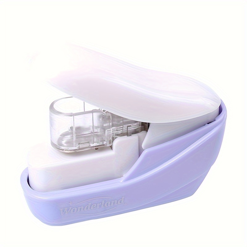 TEMU 1pc Portable, No-needle Stapler - Compact, Manual-operation, Plastic Stapler For Temporary Binding, Office Supplies | Modern Stapler | Compact