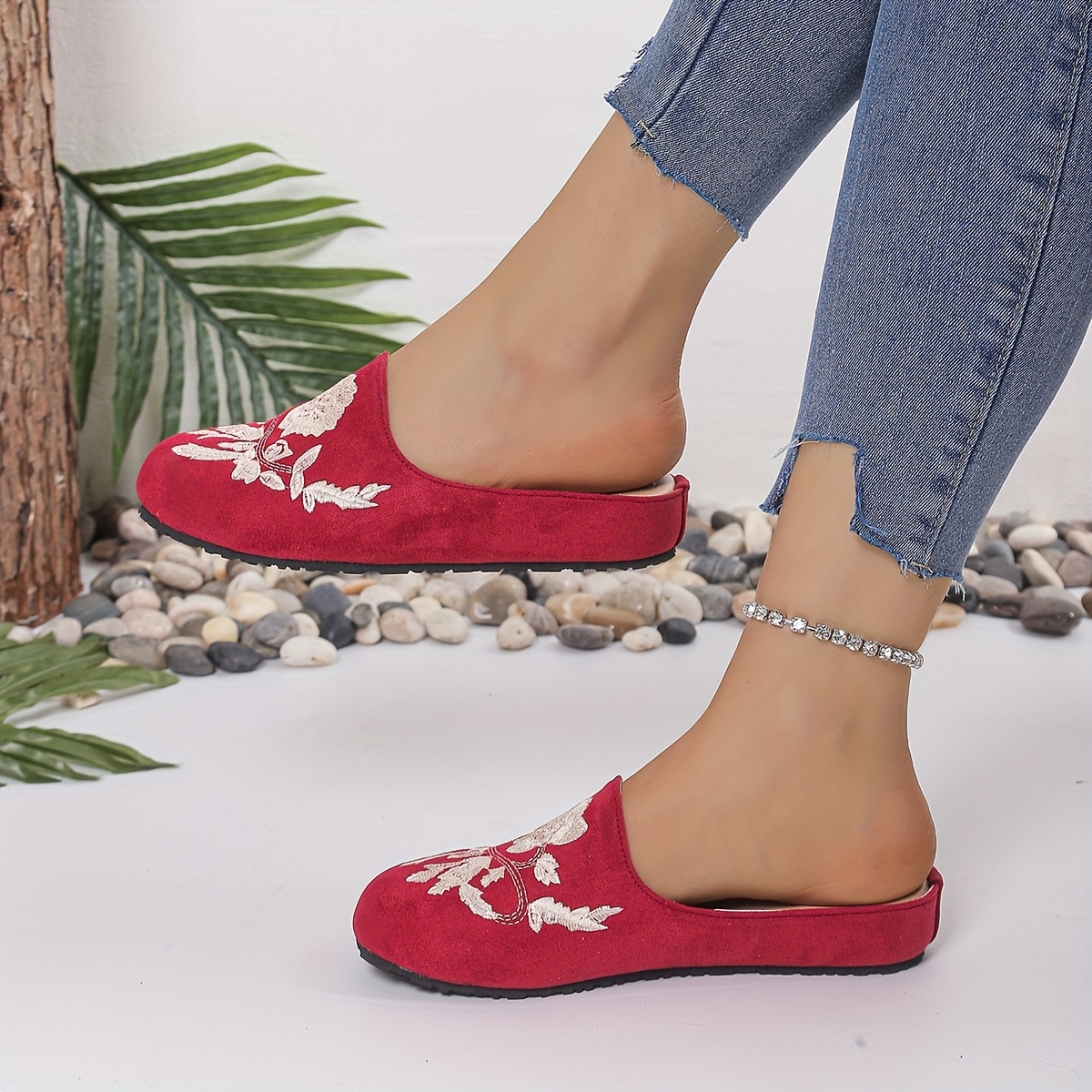 mules elegantes mujer bordado floral Temu