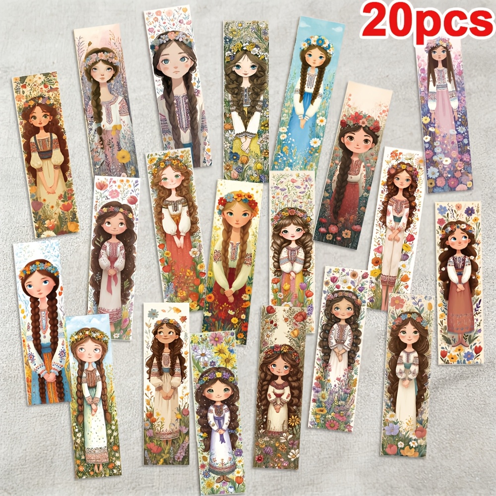 TEMU 5.9 X 1.57 Inches 20pcs Set Of Style Girly Bookmarks Non-duplicate Exquisite Set Teacher Student Reading Gift Birthday Holiday Souvenir