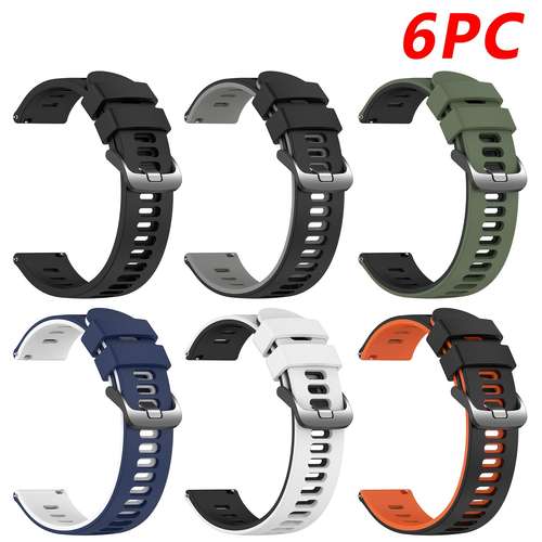 20 22mm 6 pack soft silicone watch bands compatible with active active2 bip5 bip 5 bip6 balance 2 gts3 gts4 gts 4 mini samsung galaxy watch 7 5 6 4 40 44mm replacement watch straps for huawei xiaomi watch strap additions