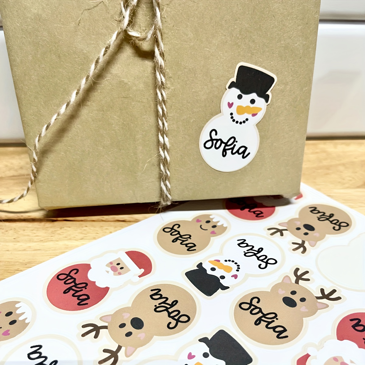 TEMU 1 Sheet | Christmas Theme Custom Name Sticker, Custom Gift Sealing Stickers, Very Suitable For Water Cup Seat Laptop Decoration Stickers,