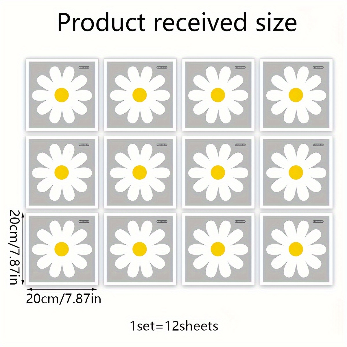 Image of A Set Of (20*20cm*12pcs) Daisy Flower Wall Stickers For Living Room And Bedroom Home Decoration, Self-adhesive Chrysanthemum Wall Stickers (atw1505-yy)