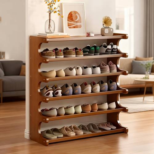 item picture 6 layer bamboo foldable shoe rack no assembly multi layer storage rack for entryway closet bedroom hallway bedroom storage shoe organizer sturdy shoe shelf shoe rack for door hanging boots storage space saving storage organizer