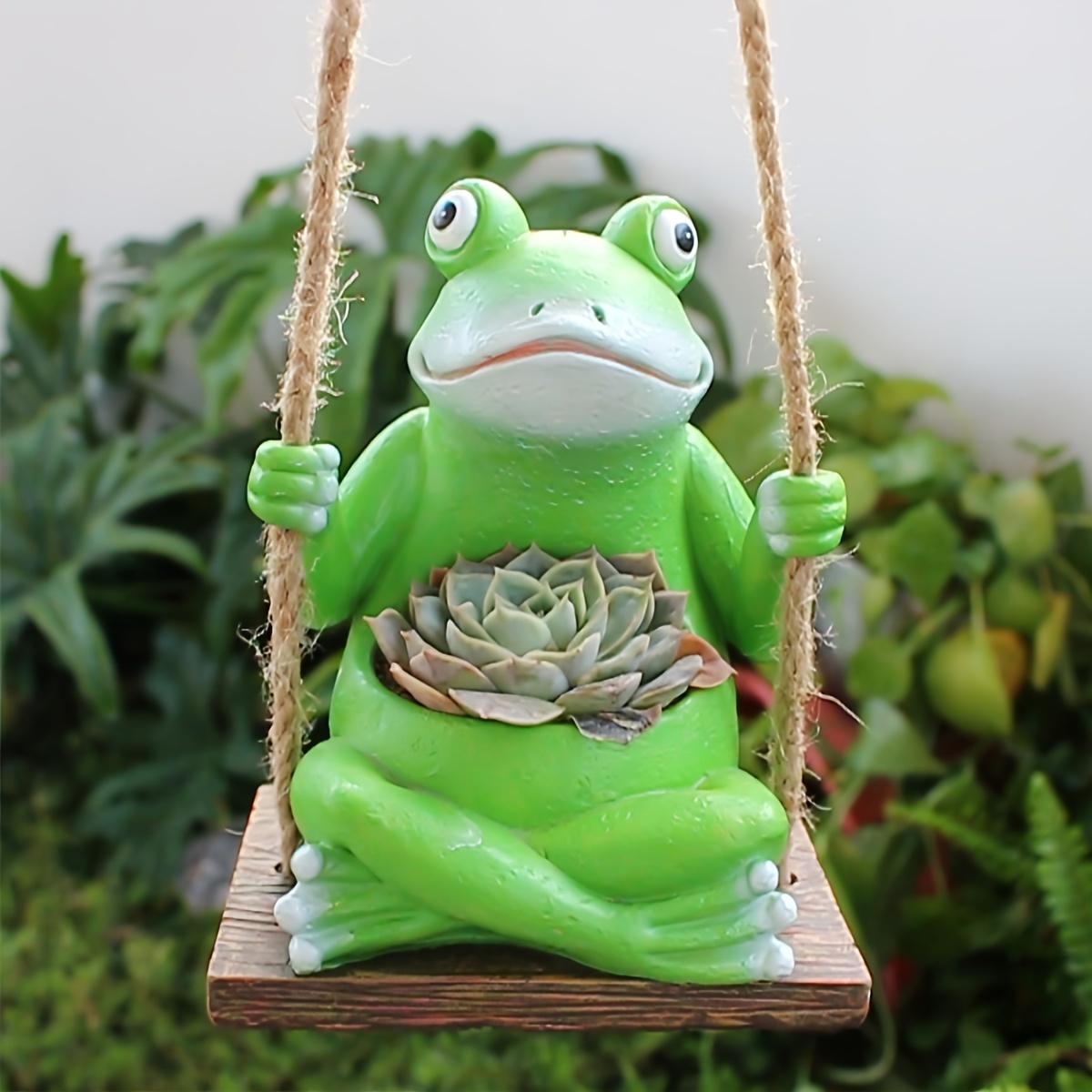 Cute Frog Swing Flower Pot Resin Handicraft Hanging Swing - Temu