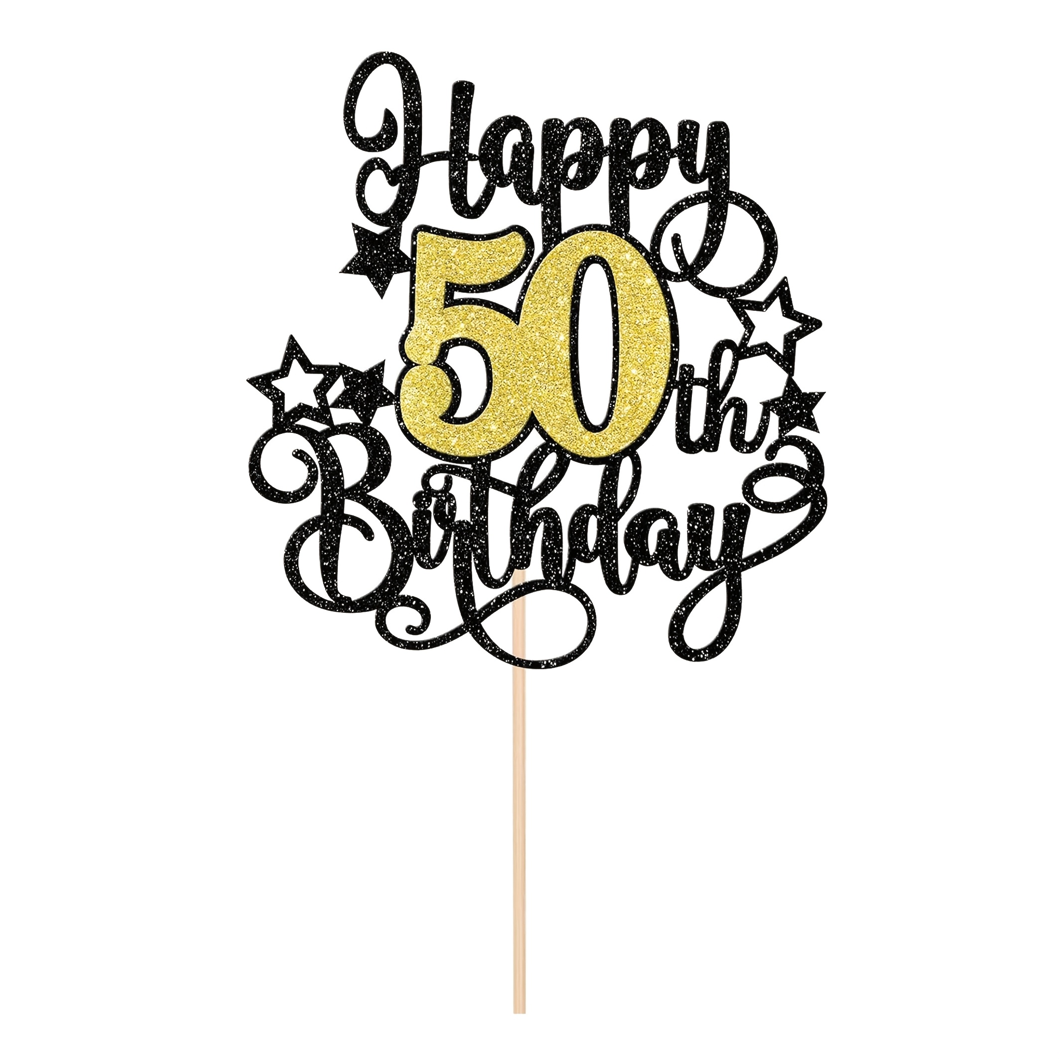 1 Pcs Happy 50th Birthday Cake Topper Black Golden Glitter Cheers To 50 Years Birthday Cake Pick Hello 50 Decoration For Happy 50th Birthday Anniversary Party Decorations Supplies,halloween,christmas