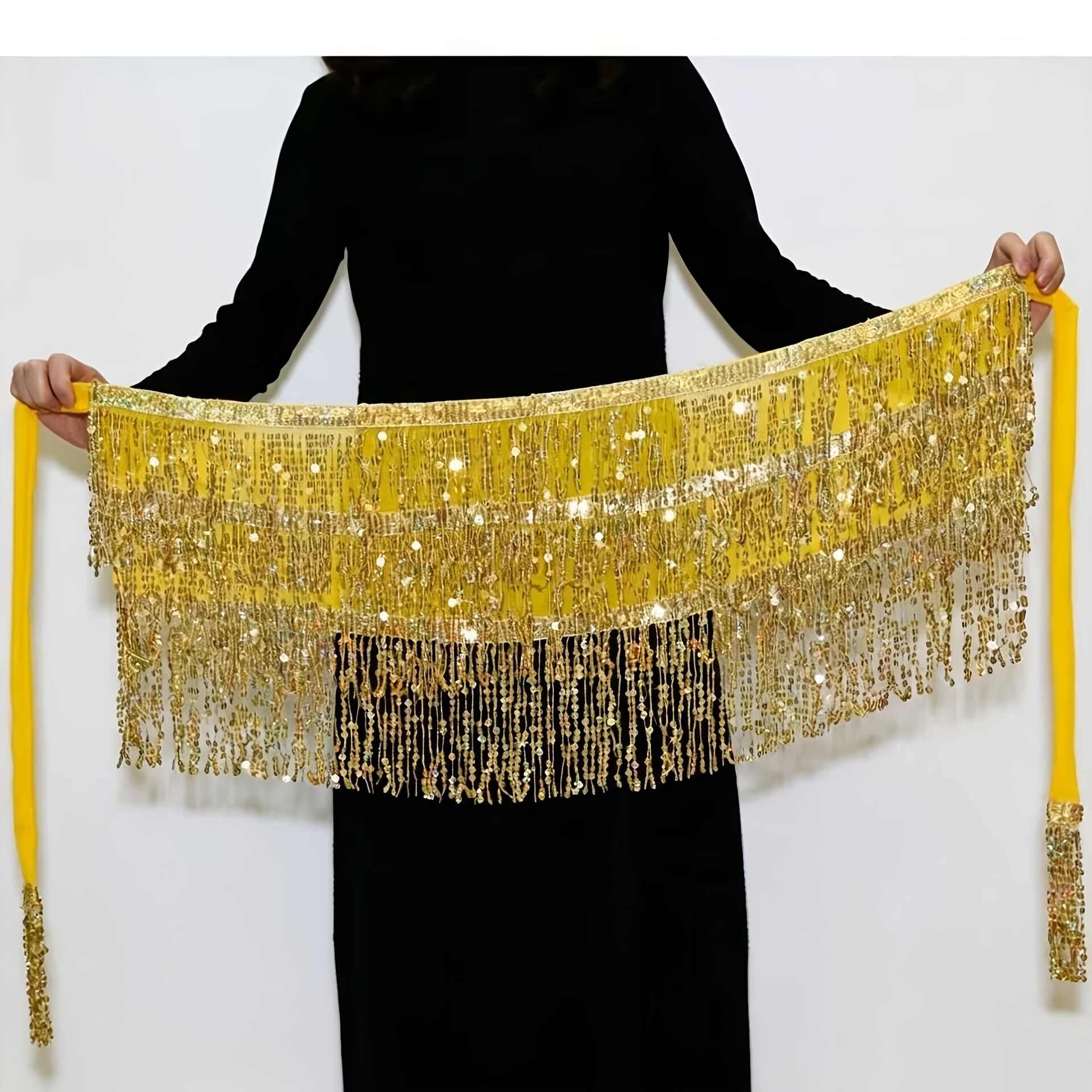 TEMU 1pc Sequin Fringed Hip Scarf Christmas Halloween Party Must-have Waist Scarf