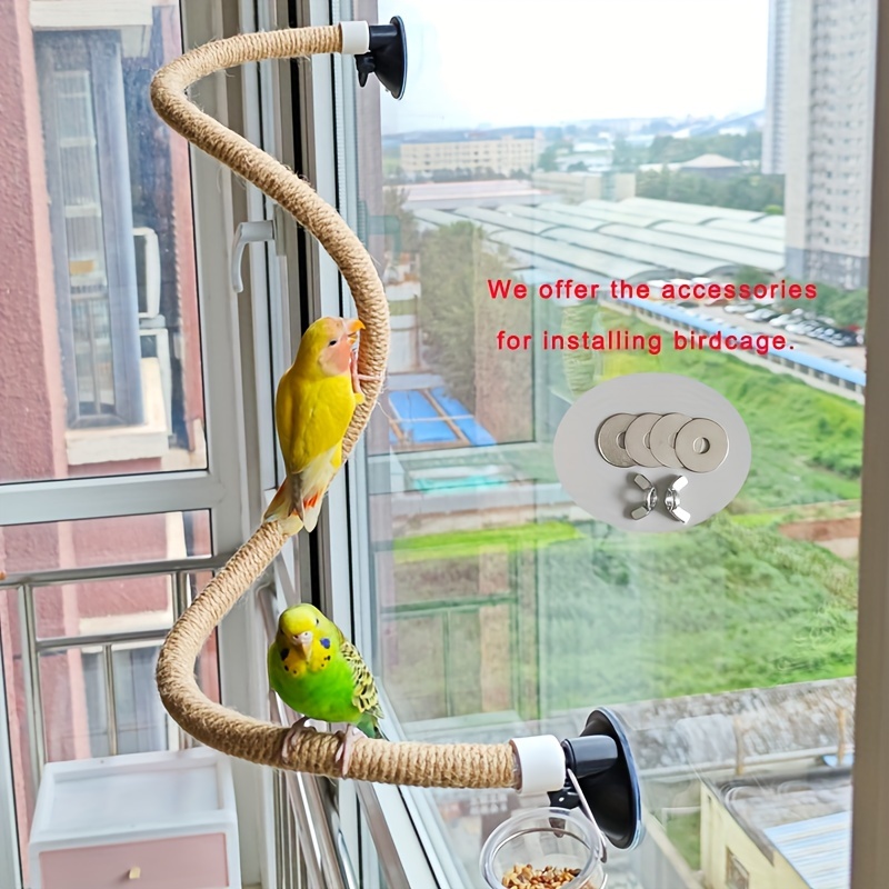 TEMU 1pc Perchoir en corde flexible pour oiseaux, perchoir d'escalier multifonctionnel pour perroquet, perchoir à ventouse, accessoire de cage à