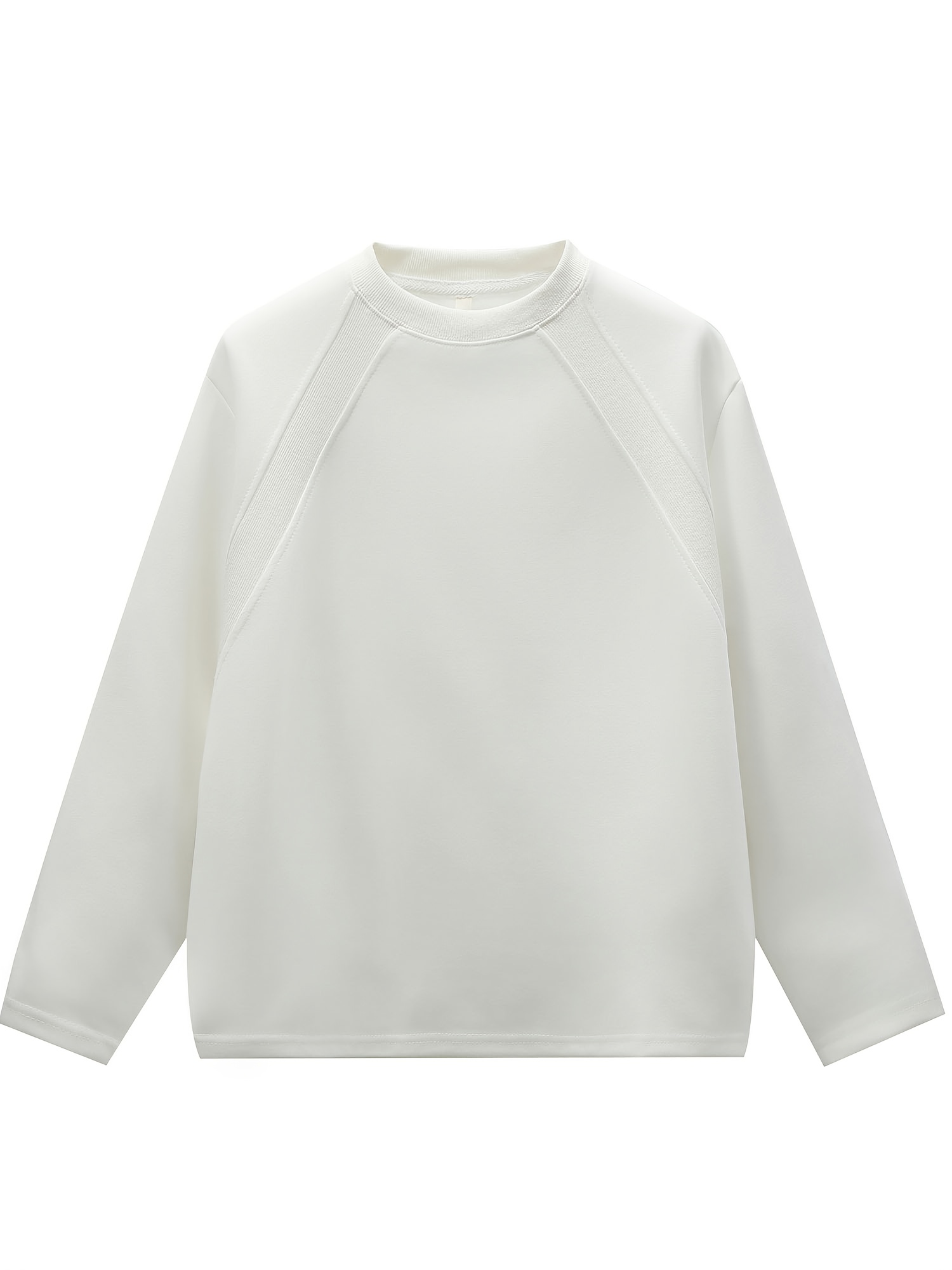 男士1件装，圆领宽松卫衣，显瘦长袖卫衣， 纯色长袖t恤男，宽松休闲打底衫，拼接内搭打底衫，舒适百搭，简约经典，适合日常活动和运动时穿着 商品详情 1