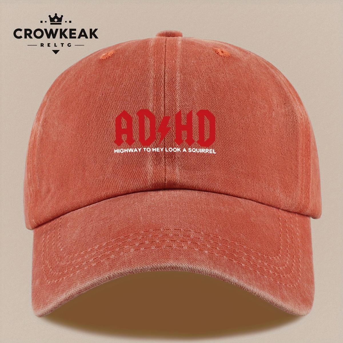 Unisex Vintage "ADHD" Printed Baseball Cap, Adjustable Trucker Hat