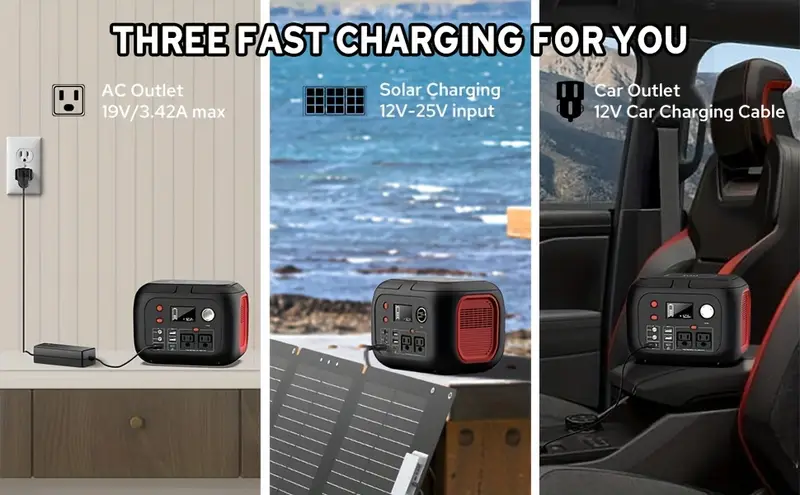 120w 300w portable power station 97 68wh 228wh with ac outlet usb a usb c dual solar panels 40w 60w portable power generators for outdoor camping rv home use emergency backup lithium battery mute ac outlet high quality charger Product details 2