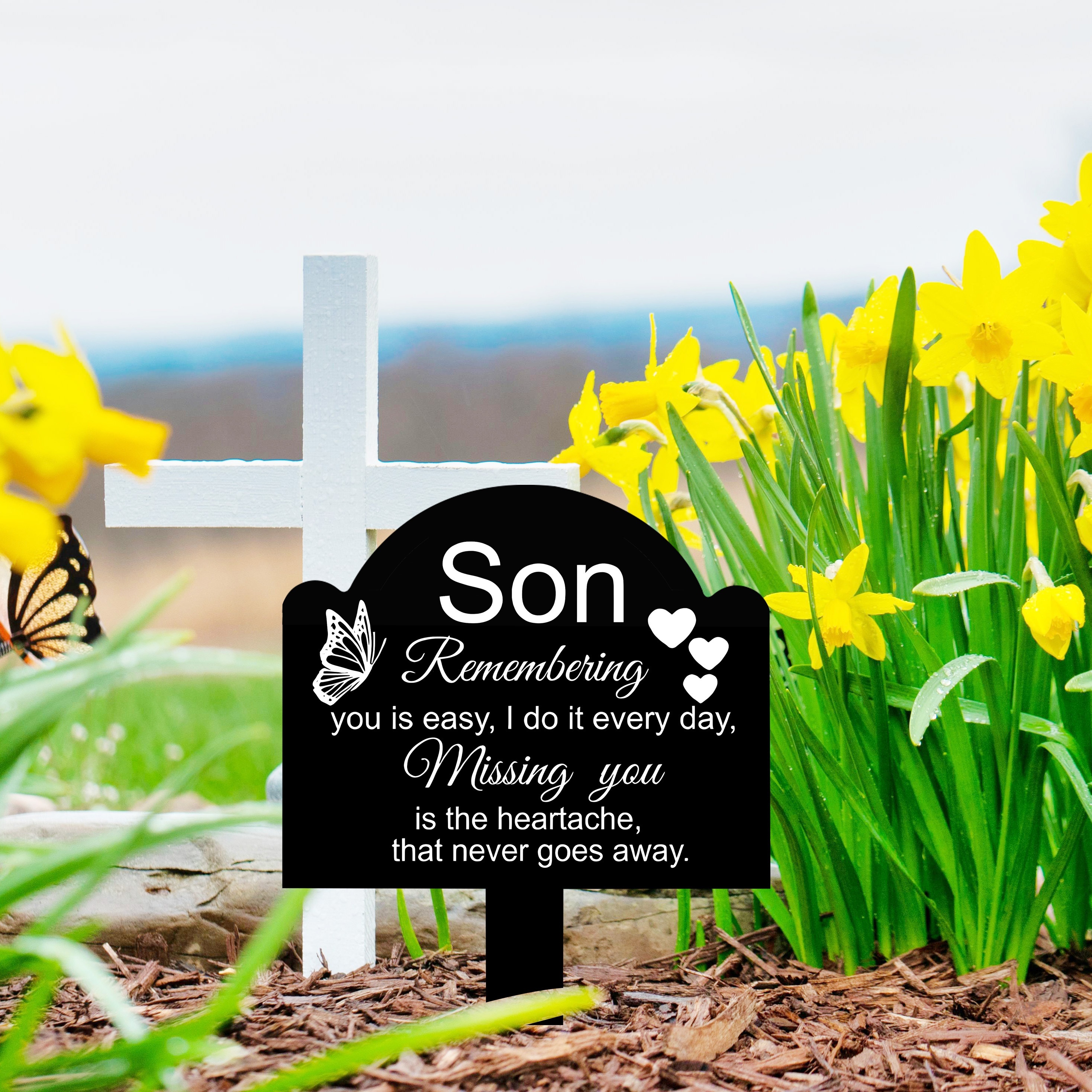 

Son - Grave For , Emotional Plaque For Relatives, No Battery Needed