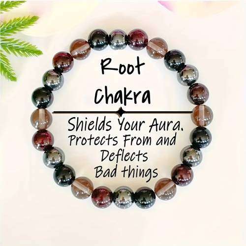 Women's Natural Garnet Hematite Smoky Quartz & Obsidian Grounding Protection Bracelet - Root Chakra Jewelry for spiritual Defense, Stability, Inner Strength - Bohemian August Birthstone Gift for Casual Attire &