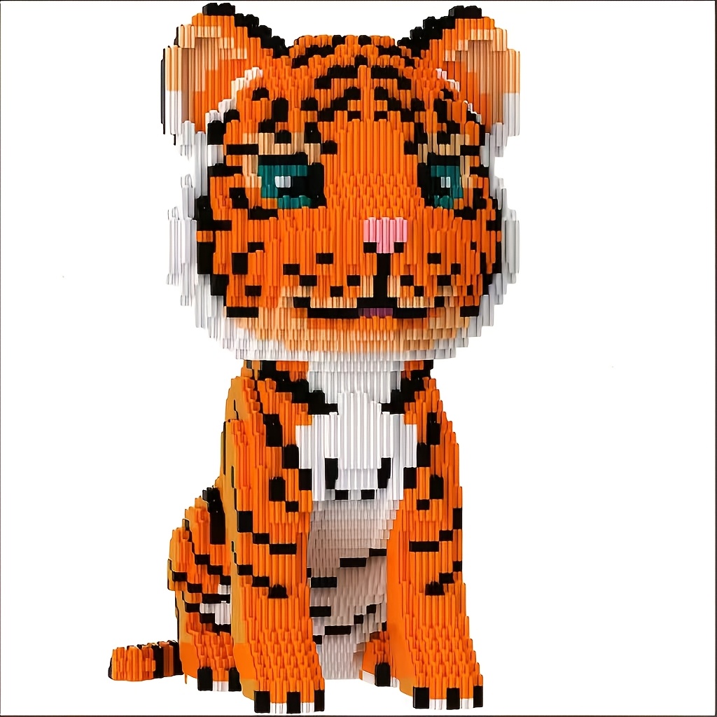 Fine Micro Building Blocks Parent-Child Assembly Tiger Model