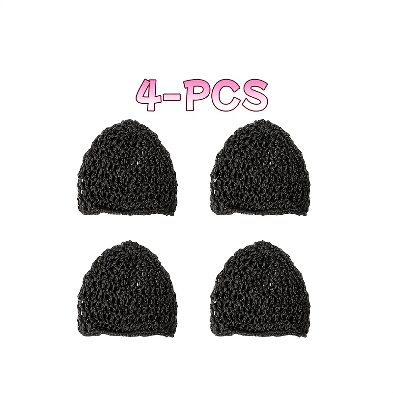 TEMU 4pcs High-elastic Breathable Crochet Hair Net Women's Curly Hair Care Sleeping Comfortable All-match Headscarf