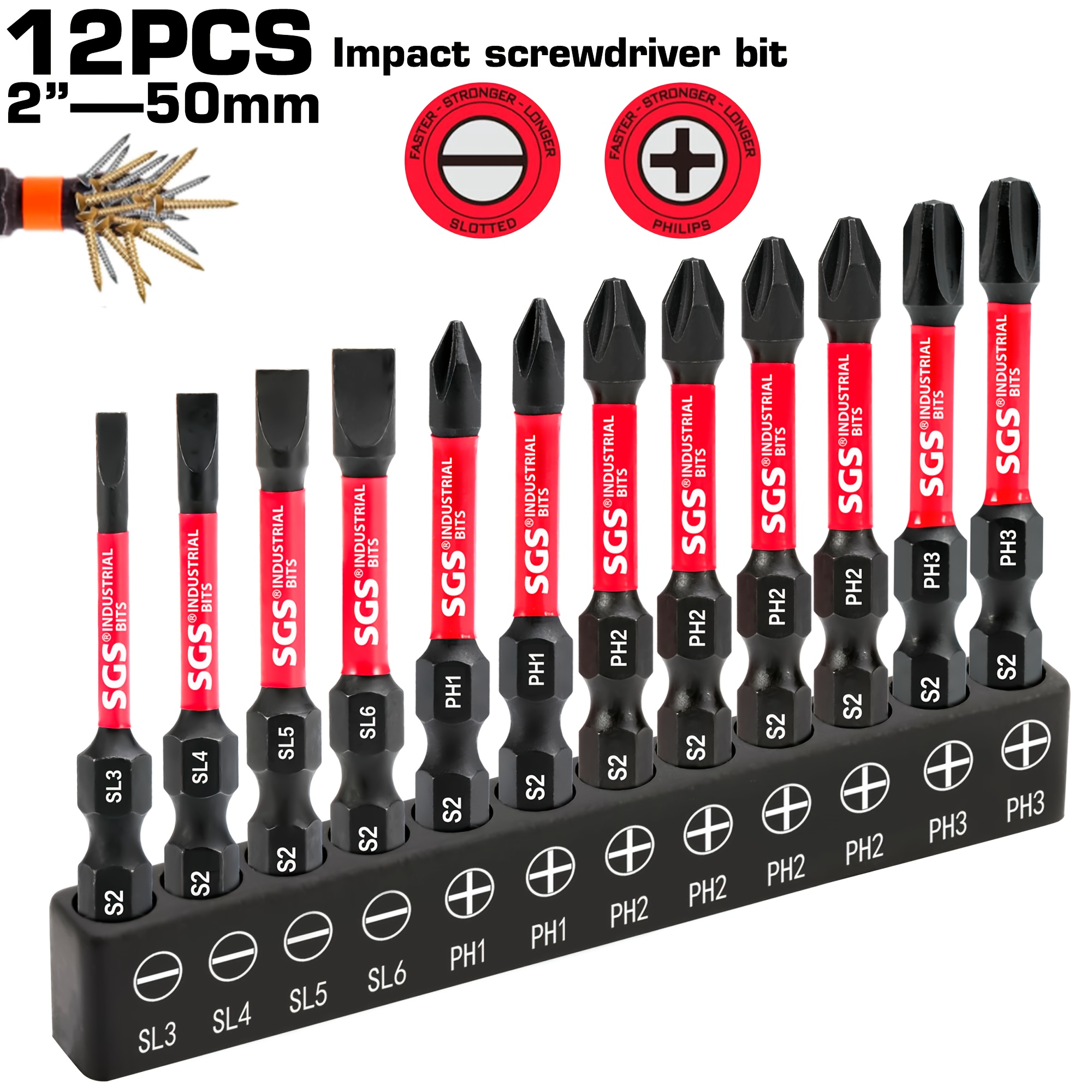 Image of 12pcs Of 50mm S2 Industrial-grade Screwdriver Bits, Featuring Strong , Rust Resistance, And Impact Resistance, Specifically Designed /printing Equipment Maintenance