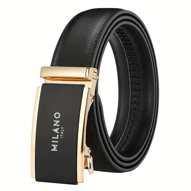 TEMU Men's Pattern Automatic Belt, Adjustable Design, Suitable For Business And Casual Wear, Fashionable Accessory, Minimalist Style, , Sturdy