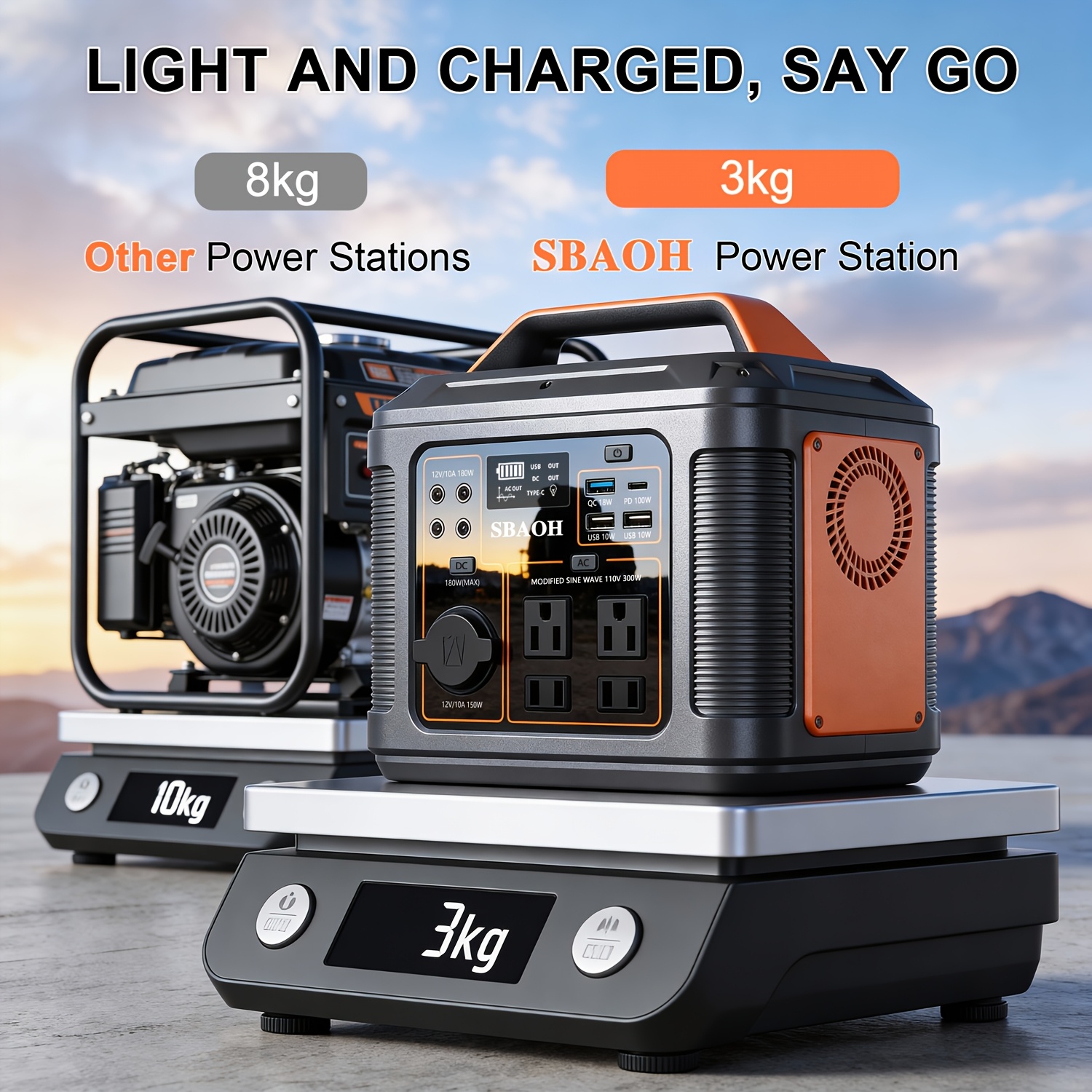 300w portable power station 296wh 80000mah solar generator with 110v ac outlet 100w usb  3 0   ports led flashlight modified sine wave backup for camping home emergency rv hunting lightweight outdoor gear