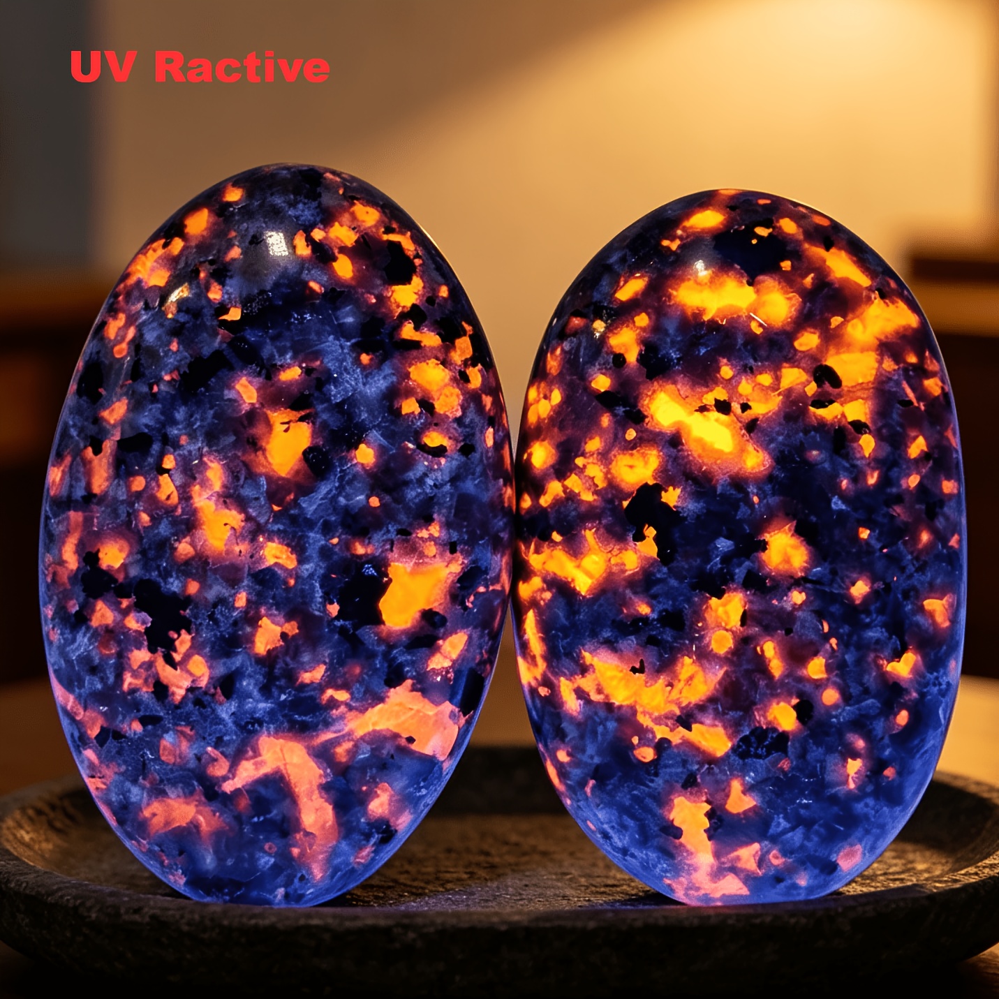 2pcs Natural Flame Stone Yooperlite Palm Stone Set