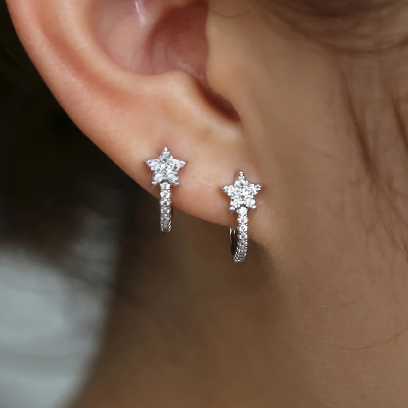 

1 Pair Women' Hoop Earrings, Earrings Simple Exquisite Copper Inlaid Zirconia Earrings Suitable For Women Jewelry Accessories