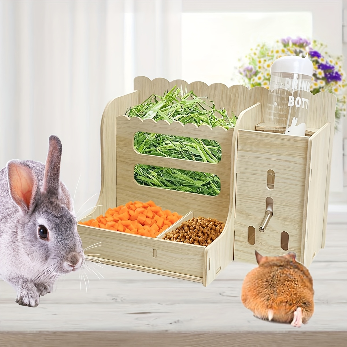 Feeding Box with Water Bottle for Small Animals