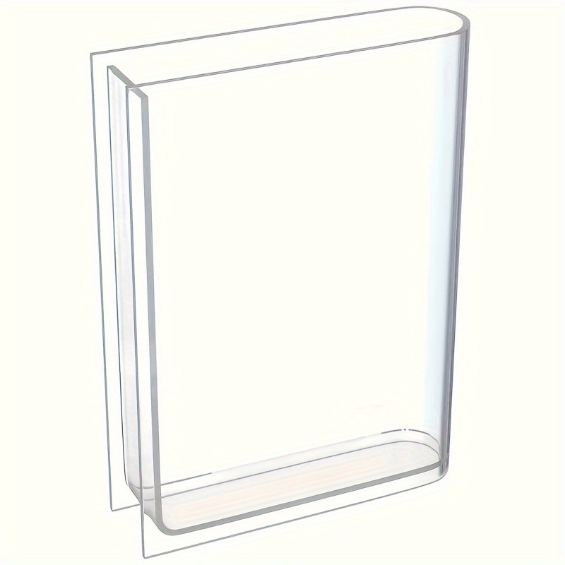 1 Elegant Clear Plastic Book-shaped Vase - Minimalist Decorative Tabletop Accessory For Bedroom, Living Room, Office | Ideal For Displaying Flowers & Books