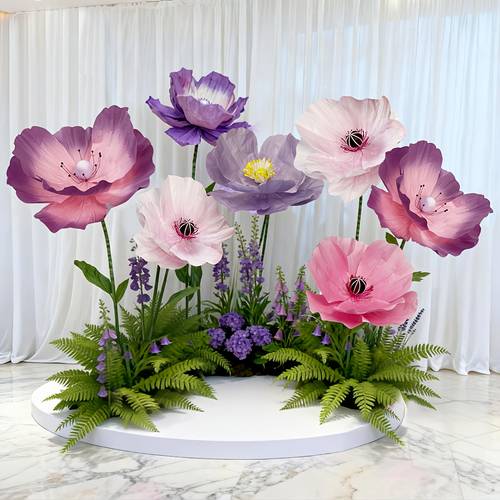 giant realistic large artificial flowers for wedding aisle decor floor displays store window mall decorations heavy duty plastic paper metal stems spring festival valentines day party centerpieces no maintenance flower arr
