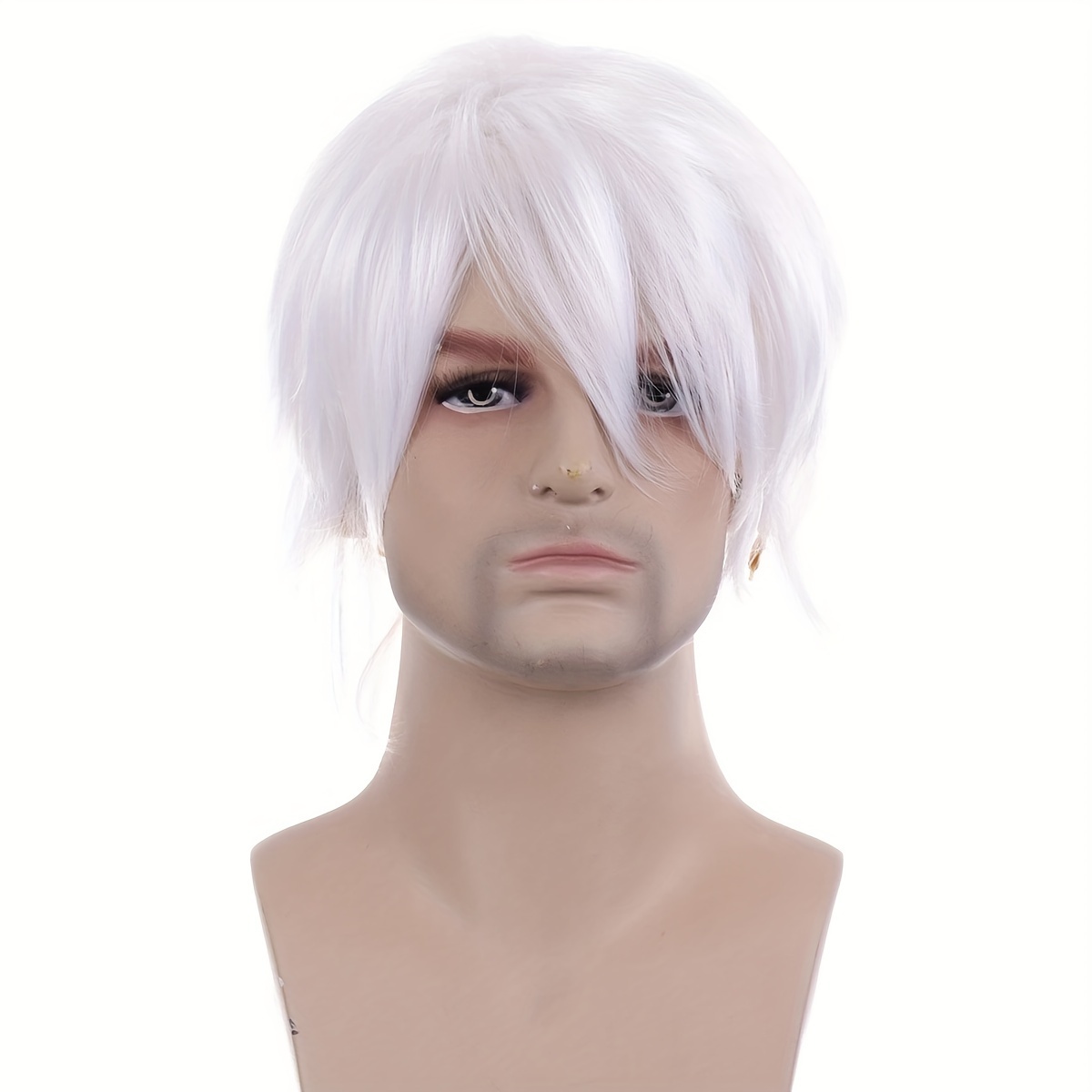 TEMU Anime Cosplay Wig Unisex Anti-warped Green Orange Black White Blue 12 Inch Cos Wig
